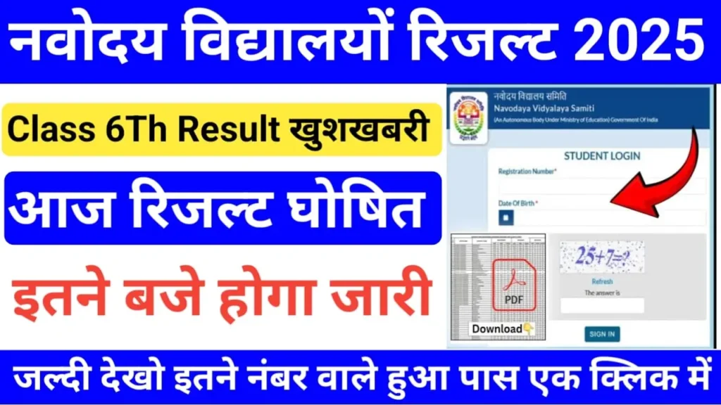 Navodaya 6th Result 2025