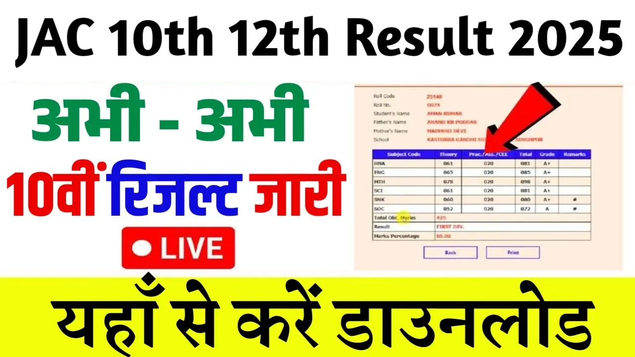 JAC Board 10th Result 2025